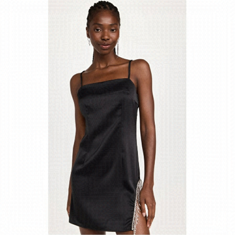 GLAMOROUS Mini Dress in Black Satin, size XS